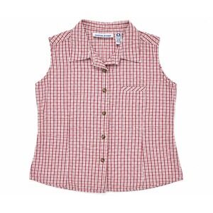 Christie Brooks Womens XL Red White Plaid Cotton Sleeveless Button Up Shirt